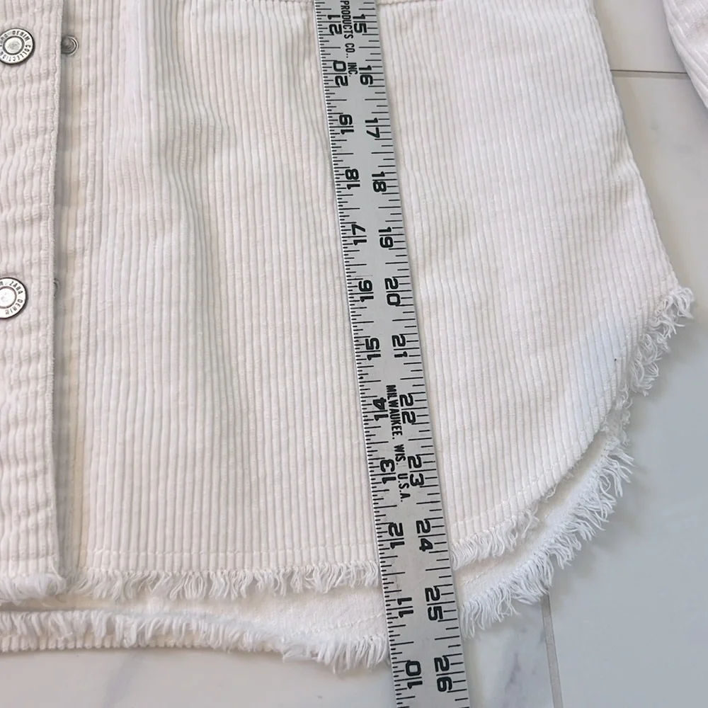 Zara White Corduroy Button Down Long Sleeve Shirt Jacket Girls Size 13/14